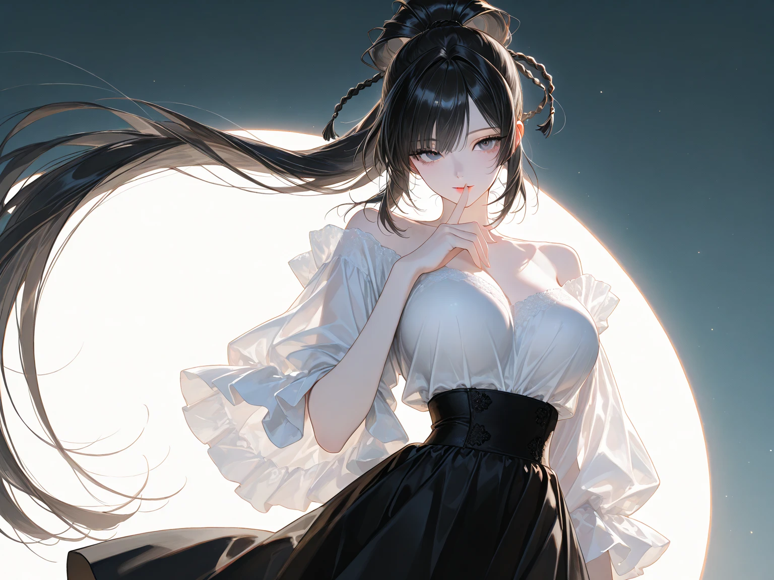 A woman in a dress holding a bouquet of flowers, Guvez on Pixiv Art Station, Trends on Art Station Pixiv, Guviz on Art Station Pixiv, Night Core, Guvitz, Beautiful Anime Girl, CGsociety, Pixiv Contest Winner, Beautiful Anime Woman, Beautiful Seductive Anime Woman, Guviz style artwork, 🌺 Big breasts