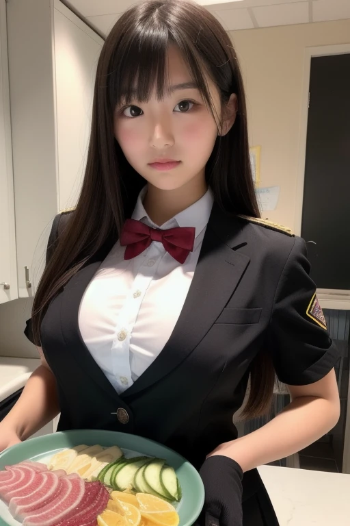 <lora:TWGreenFA:0.7>, Best quality, masterpiece, ultra high res, (photorealistic:1.4), 1girl as flight attendance, ((erotic)), ((sexy)), ((nsfw)), ((huge breast)), tight green flight attendance uniform, ((Unbutton the uniform)) realistic,(looking at viewer:1.3),undressing, show bra, show underwear, cabin crew, solo, detailed face, black hair in bun, (looking at camera:1.6), in (random outfit) (narrow waist:1.2), shirtlift, perfect skin, in the room,on bed, beautiful lighting,(random posing),