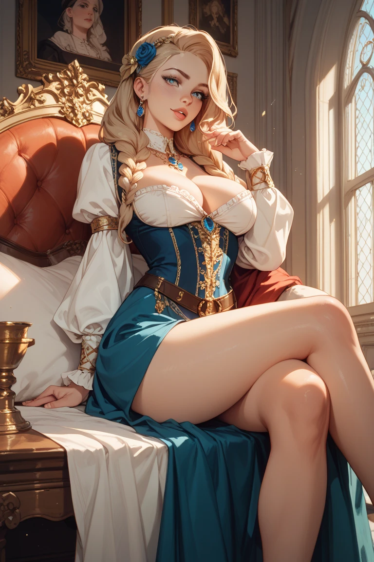 fantasia estilo vintage, Obra de arte, magnificent art, melhor qualidade, 1 garota, close-up nordic princess girl, Montanhas escandinavas, clima frio, symmetrical and hyper-detailed face, silky skin like peach silk, olhos verdes vibrantes e agressivos, messy white hair down to the waist, corpo escultural, (sparks: 0.7), Adobe Illustration, Trand at the art station, 8K, High definition, UHD, cool, soft lighting,  --q 500 --s 100, -