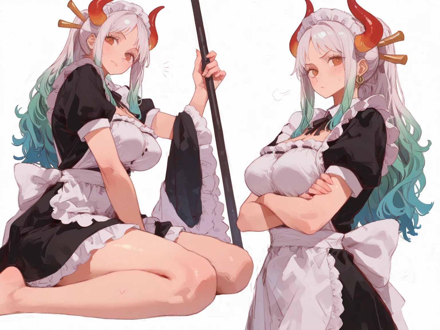 score_9, score_8_up, score_7_up, source_anime, low-angle view,cum inside, duo, gynomorph/male, dominant gynomorph, futa on male, humanoid/human, human on anthro, interspecies, big dom small sub, height difference, penis size difference, age difference, gynomorph penetrating, anal penetration, doggystyle, standing, lifting person, arm grab, precum,ecstasy, orgasm face, trembling, sweat, panting, 2 penises, small penis, huge penis, balls, erection, (futanari, mature, larger female, white hair, very long hair, voluminous hair, devil, red eyes, dark skin, horn, tail, wing , dress, bottomless female), (girly femboy, white skin, smaller male, pink hair, short hair, bob cut, hime cut, bowl cut, maid, bottomless male)