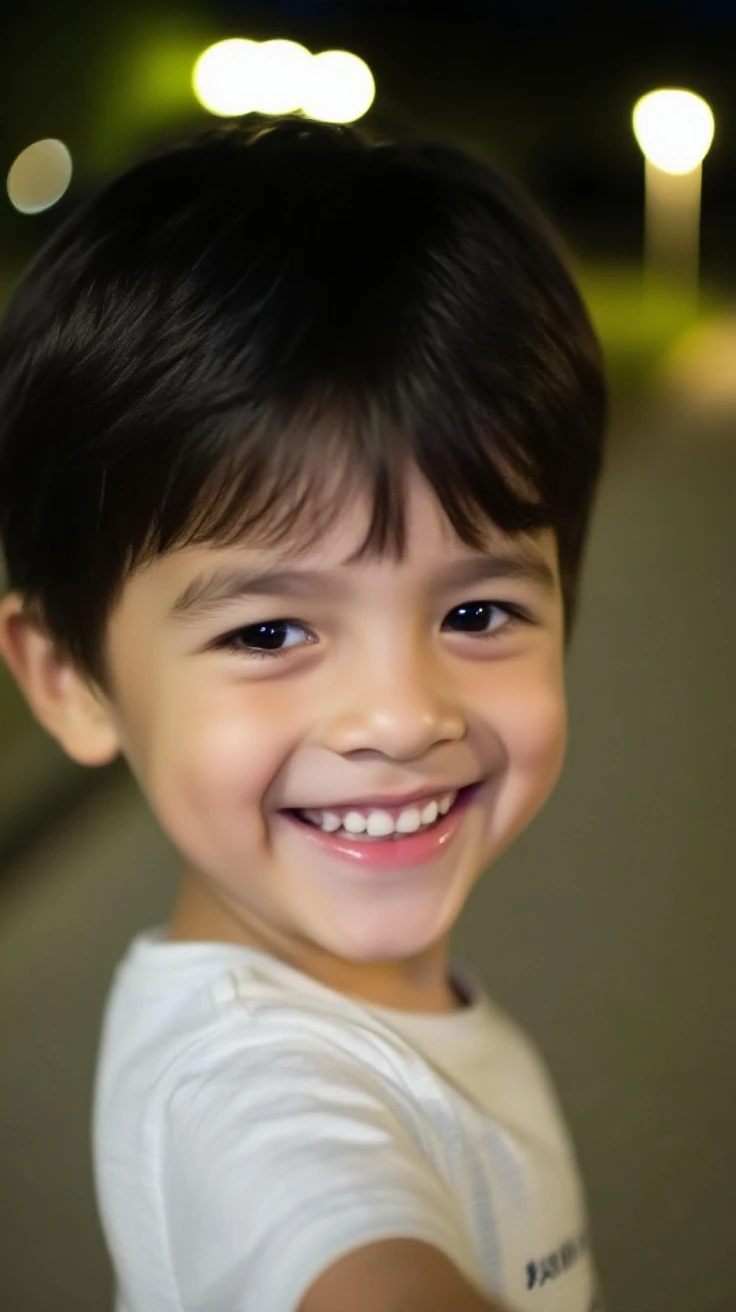 Make a photo of a cute and handsome boy with clear and smiling face big eye 