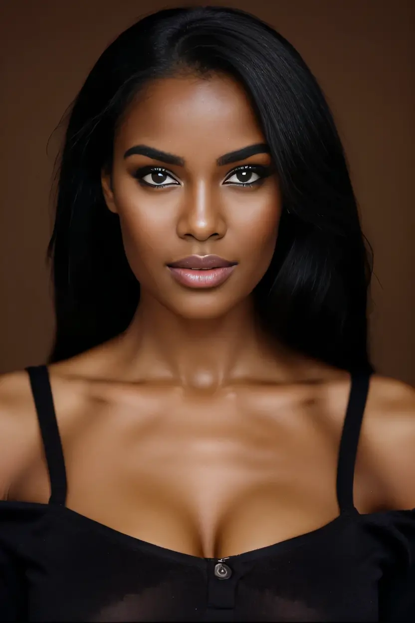 ((African dark skin, very deep ebony skin)), ((her beauty  undeniable)), ((excited cute face)), ((hyper detailed perfect eyes,)), ((revealing belly)), ((cute pose)), ((tongue out)), ((seductive )), sexy, (( bra )), ((African long ponytail hair,)), (( skin)), ((standing, front view)), ((touching her own legs in a sexy pose)), ((indoors, highly detailed room)), sharp focus cgi, photorealistic, high detail, realistic, masterpiece, absurdres, best quality, HDR, high quality, high-definition, extremely detailed, 8k wallpaper, intricate details, 8K uhd, Full-HD, (realistic photo:1.2), contrast, harsh lighting, cinematic lighting, natural lighting, hard light, backlighting, global illumination, ambient occlusion