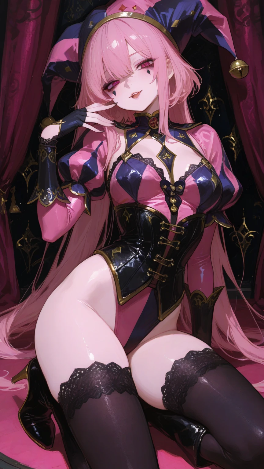 Masterpiece, of the highest quality:1.3)Lightning FF13, 1 girl, alone, pink hair, ((, )), socks, stockings, , , modern city, modern city, Fantasy, , +18, (((fishnet_stockings)))