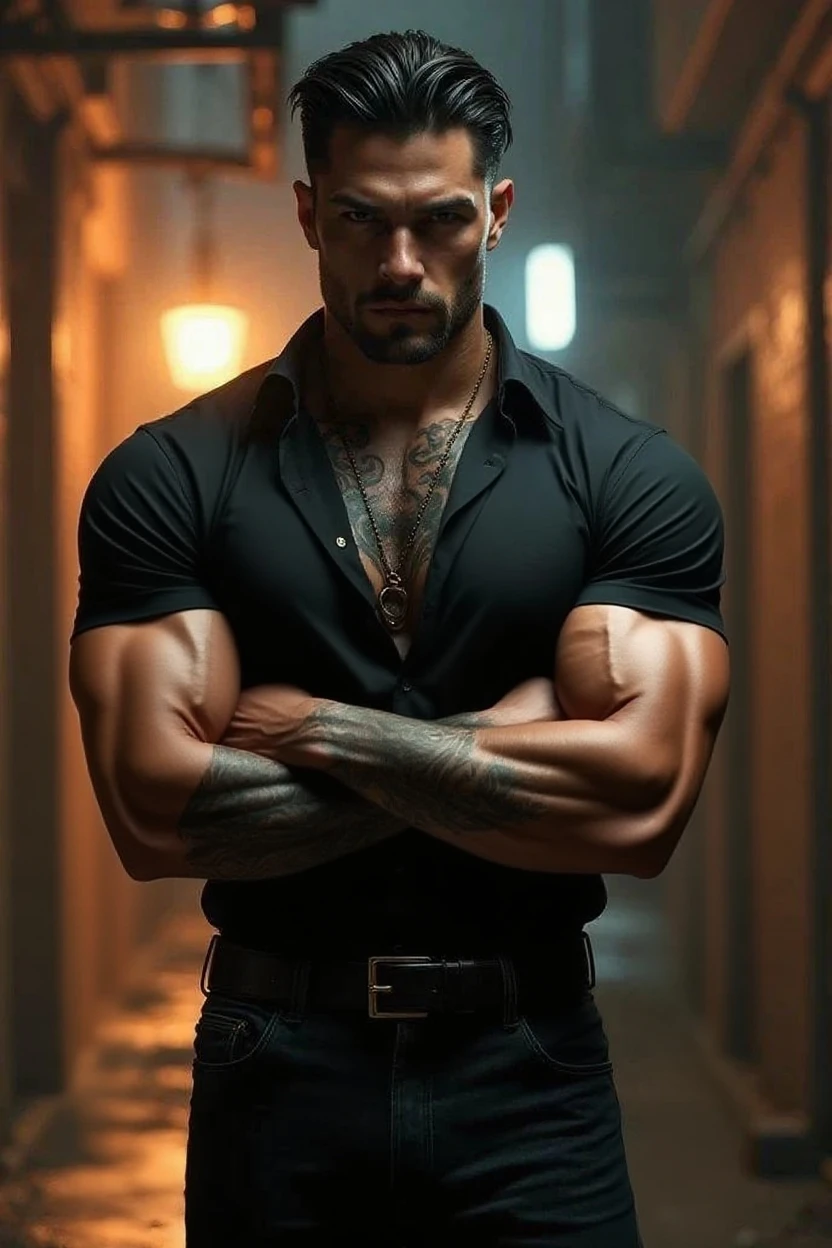 (male:1.2), man, (beard:0.8), (bodybuilder:0.9), (skinhead:0.7),cold face, tough guy, cowboyshot, tattoo, french windows, luxury hotel
masterpiece, best quality, photorealistic, attractive, seductive