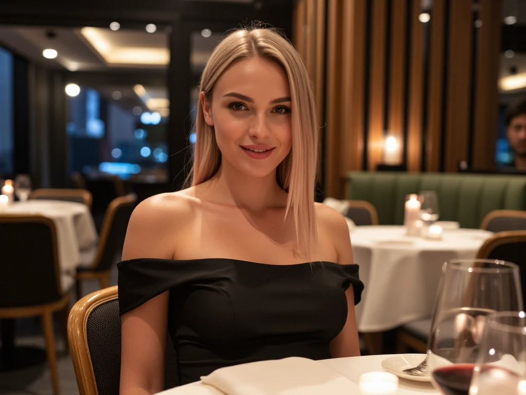Aigenerate: 2plates with seafood, in a restaurant, located at the beach, at night time, make it look like a european girl took the photo, with a phone
European girl has blonde hair 