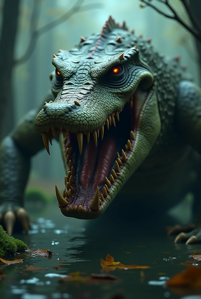 TRODONTIS*, huge crocodile-like creatures, they spit a kind of acid and are very dumb, bet, they have something special, they remember their prey... aquatic, smaller