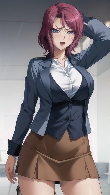Mature Woman、Big Breasts、slender、teacher、Cool Beauty、pantyhose、Shortcuts、View your viewers、Displeased expression、School corridor