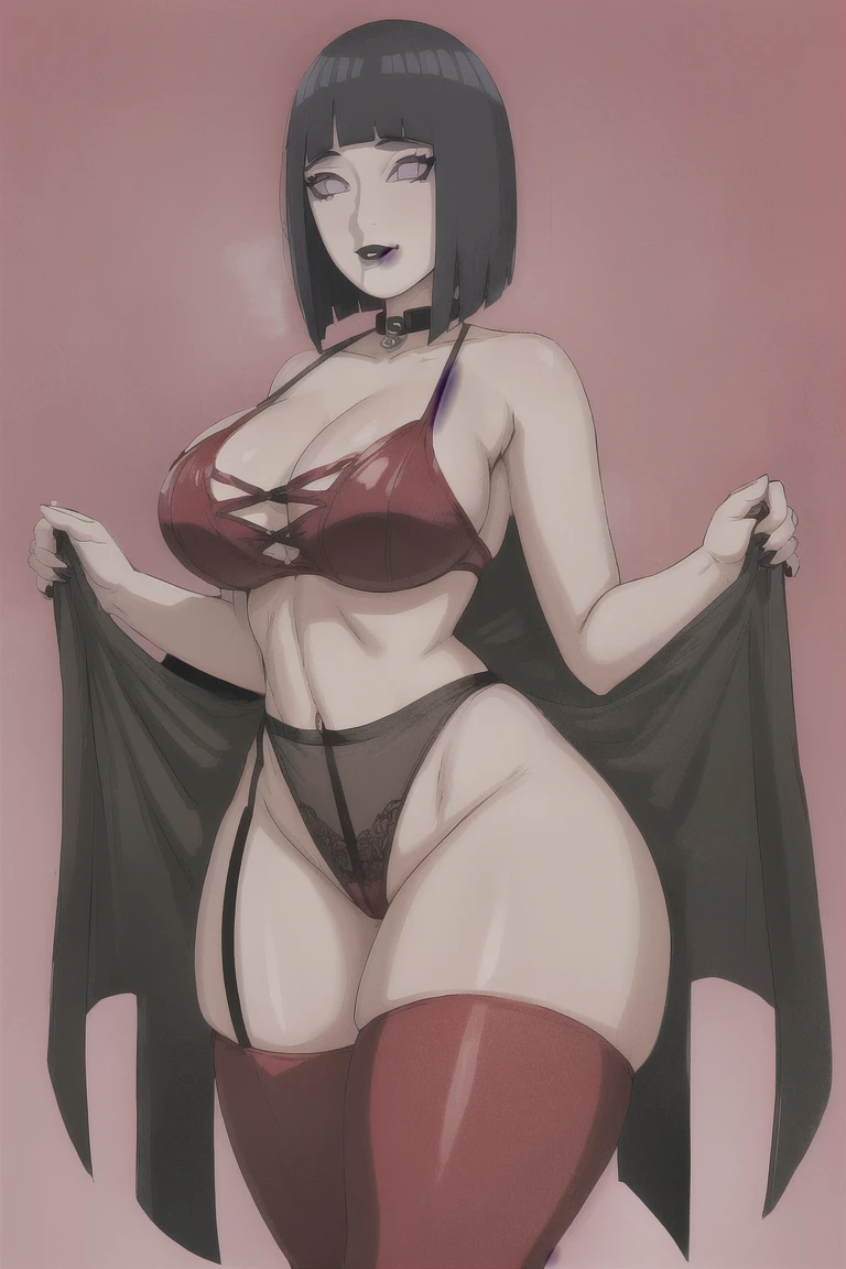 1 Beautiful woman in latex micro bikini with plunging neckline kneeling on bed, white bikini, glowing skin, sexy body, red eyes, black hair, big bust, thick thighs, flushed face, embarrassed expression, sensual, panting face, body sweaty, long white socks, sticking out tongue, revealing bikini, overflowing bra and thong, Sarada Uchiha