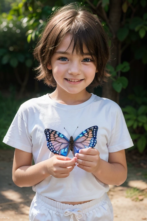 a girl with a butterfly on her head, wearing sunglasses , vestindo uma baga azul, cor azul, children playing with pogs, blue sunglasses, olhos azuis turquesa penetrantes, hand on cheek, foto comercial do brinquedo, lindo bonito, Photo Session, joias azuis, menina com cabelo azul, modelagem, next gen, Um retrato de uma menina de olhos azuis, blue oil background