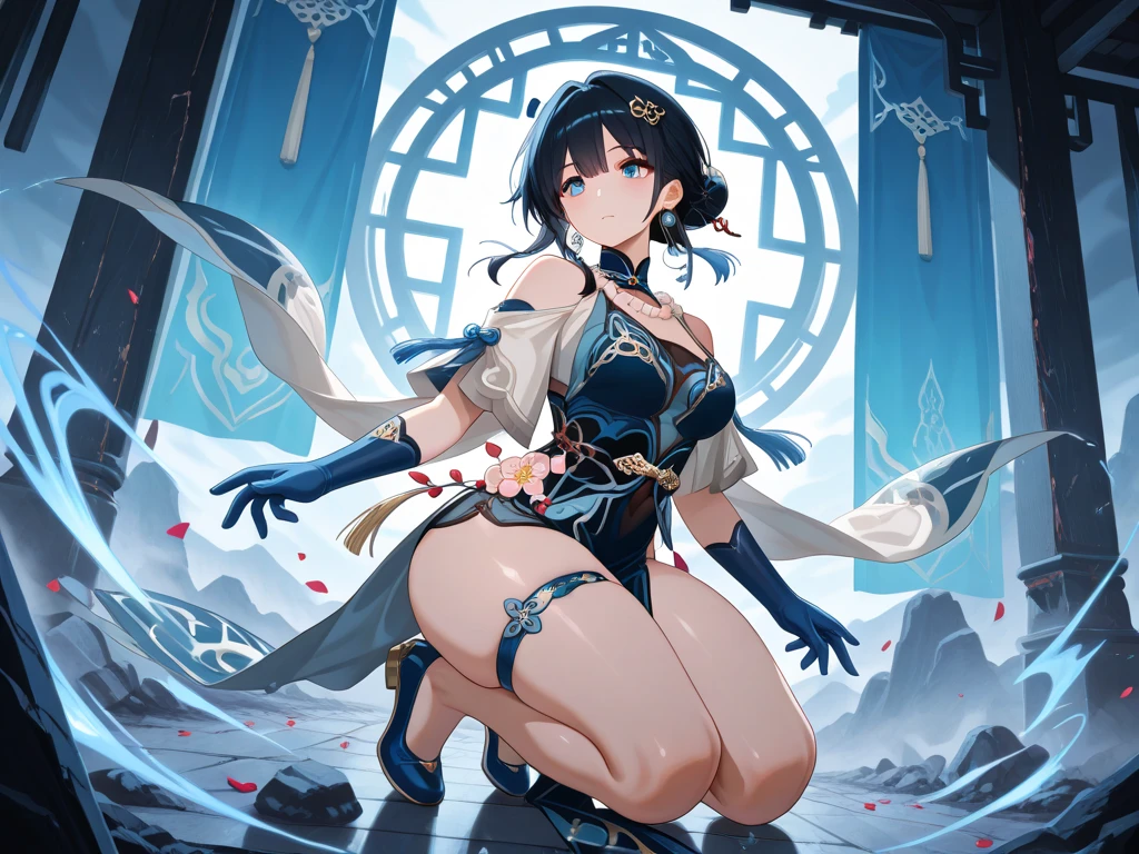 wearing tight cheongsam, big boobs, revealing,((ultra hd, masterpiece, 4k hd)), showing armpits and boobs, showing off, sexy anime girl, armpits and groin sweating, whole body sweat