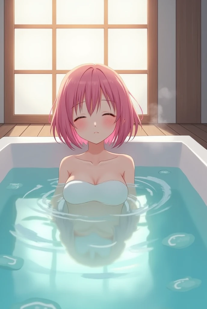 solo, ichika nakano, VERY short hair, bangs, blue eyes, hair between eyes, pink hair, empty eyes ,large breasts, nipple, ,, Heavy snowfall area frozen (Sweating profusely, Love juice, Wet Woman, female ejaculation) crying mountain Alone, crying, Naked, Restaurant , Peeing, lactation, projectile lactation