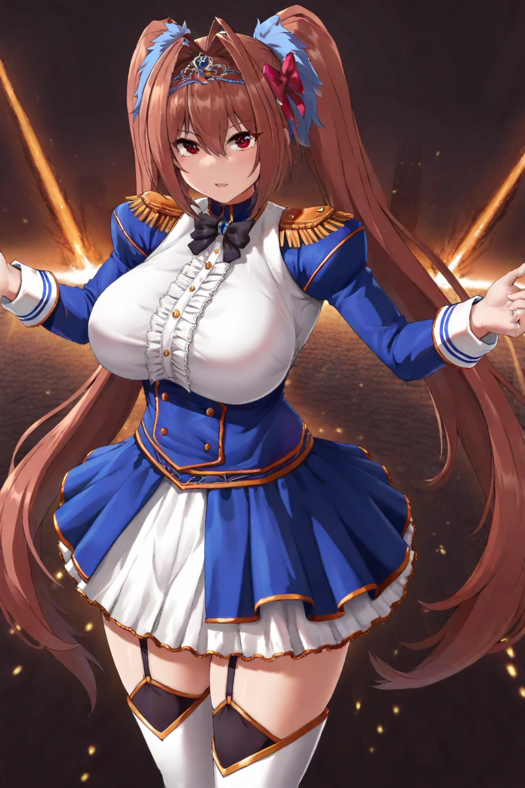 best quality,1girl,((big breasts:1.3)),((orgasm,blush,sweat,steam:1.1)), nanoha takamachi, takamachi nanoha, brown hair, long hair, ((straight hair:1.5)), blue eyes, gloves, long sleeves, fingerless gloves, ((magical girl)), winged footwear, white skirt, mini skirt, white thighhighs,((lift skirt,upskirt,white panties,lace panties)),pussy juice,walking,garden