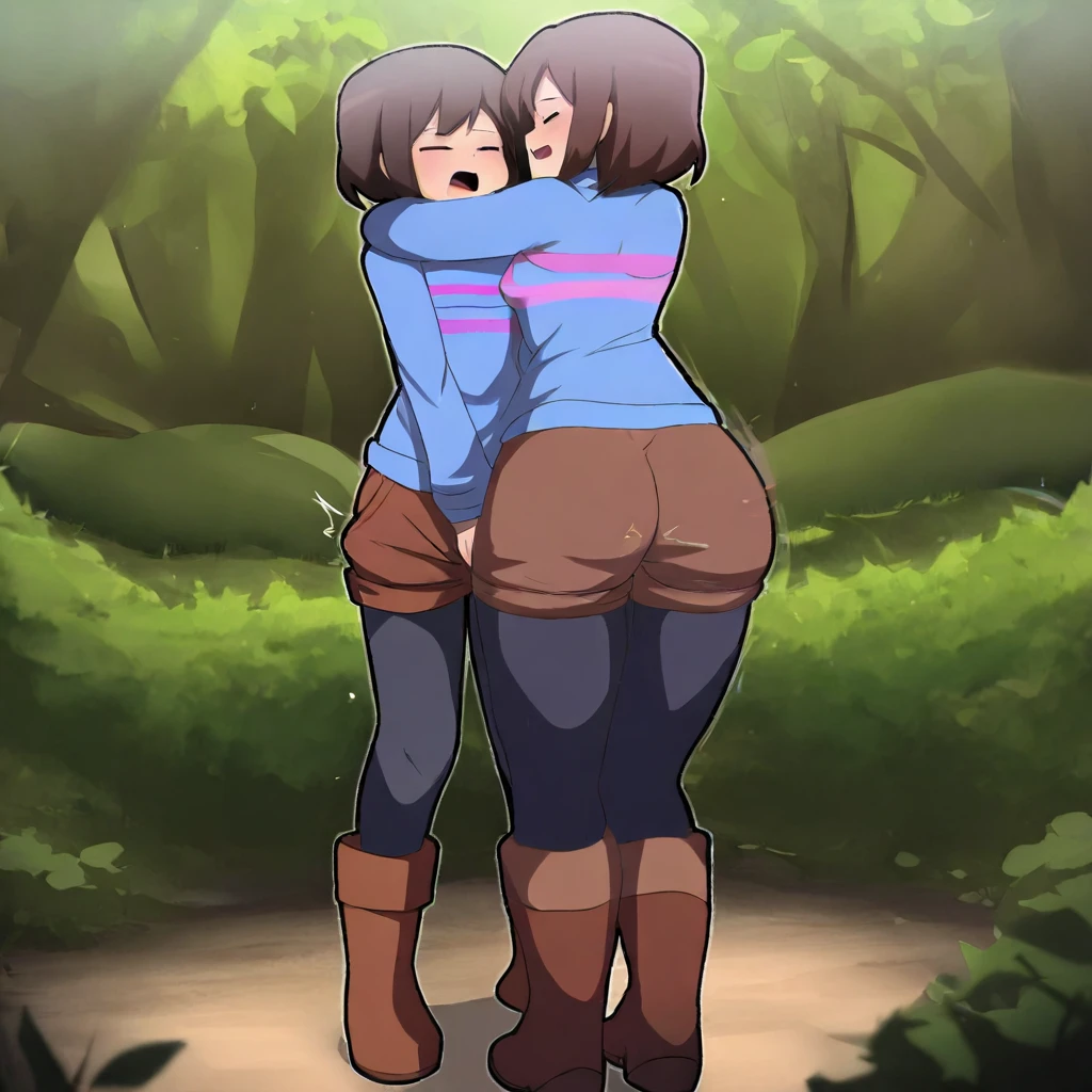 score_9, score_8_up, score_7_up, score_6_up, score_5_up, score_4_up, (source_anime), 2girls, yuri, field, age difference, size difference, anus, ass spread, rimming, pussy, ((big ass, madure, Mother, cowgirl)), ((???, small ??? girl, Girl, Daughter, caulf girl)), cowgirls, Beastly, furry, bestial, Human cow