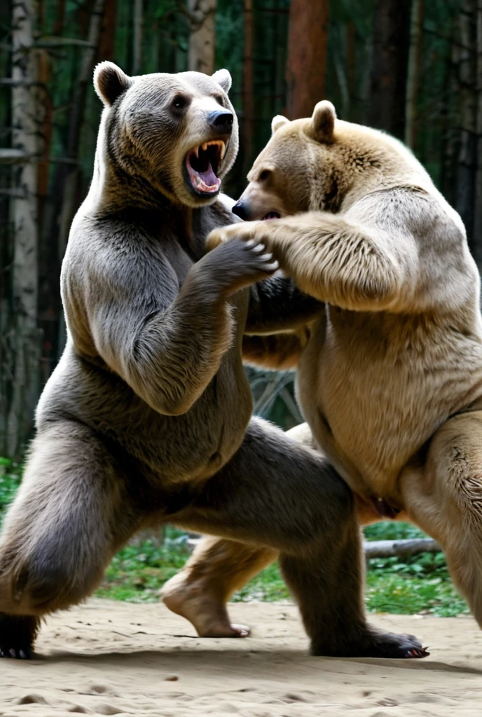 a bear fighting a black man