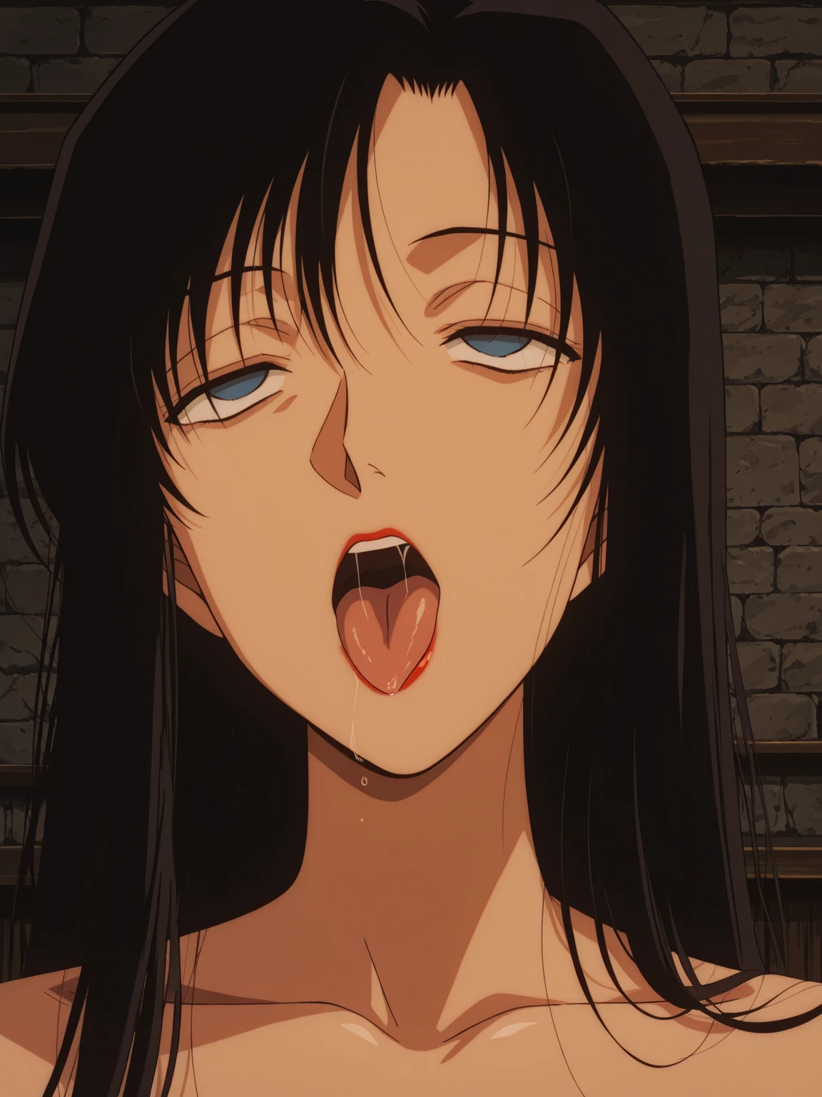 masterpiece, best quality, highres, 1 girls, hirokotakashiro,  micro ruffle skirt, black off shoulder crop top , bedroom, full body shot, (smug:0.3), looking at viewer, focus solo, sexy pose, crossing legs, mature, flip flops, detailed feet, busty, cleavage, redhead, seductive, dangling shoes, red eyeshadow, glossy lips, black choker, long hair, playing on bed, complete body, seducing, yellow eyes,  kneeling, cum in mouth, open mouth, joyful, erotic, cumshot, cum over body, cum on breasts, cum over face, recieving cum, ecstasy, face of pleasure, sucking finger, grabbing breast,
