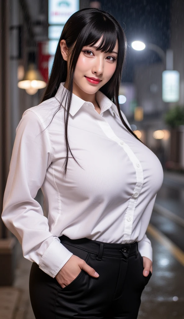 Full-body, school uniform White button shirt, short black skirt, black stockingasterpiece)), ((best quality)), (ultra-detailed), ((extremely detailed)), 4K, (8K), best quality, (beautiful),(((world-class quality))), extremely detailed, high resolution, (detailed shaded pretty face), solo, (((sagging breasts))), at the club, white buttoned up shirt, white button shirt, sitting behind table, breast on the table, long hair, red eyes, red lips, only upper body showing, sitting across from viewer, facing viewer, sharing the same table, seeing only the upper part of the body, chest up, close up shot of torture, arm lay on table infront of breasts, arm closer to breasts, 1 arm closely pressing into breasts, 1 hand grab breast, 1 hand feeling breast, (((very huge ))), less Bright, more detail shadows on breasts, beautiful eyes, red eyes, wearing a white apron, (((siting on the side of a bed))), looking at viewers in a motherly way, (((sitting on bed looking viewer))), (((sitting on bedside)))