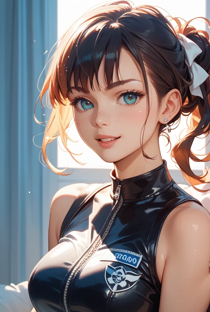 8k high resolution,detailded face,detailed bpdy,perfect body,ultra high quality,1 girl,sleeveless shirt,arms up,armpit, sweating