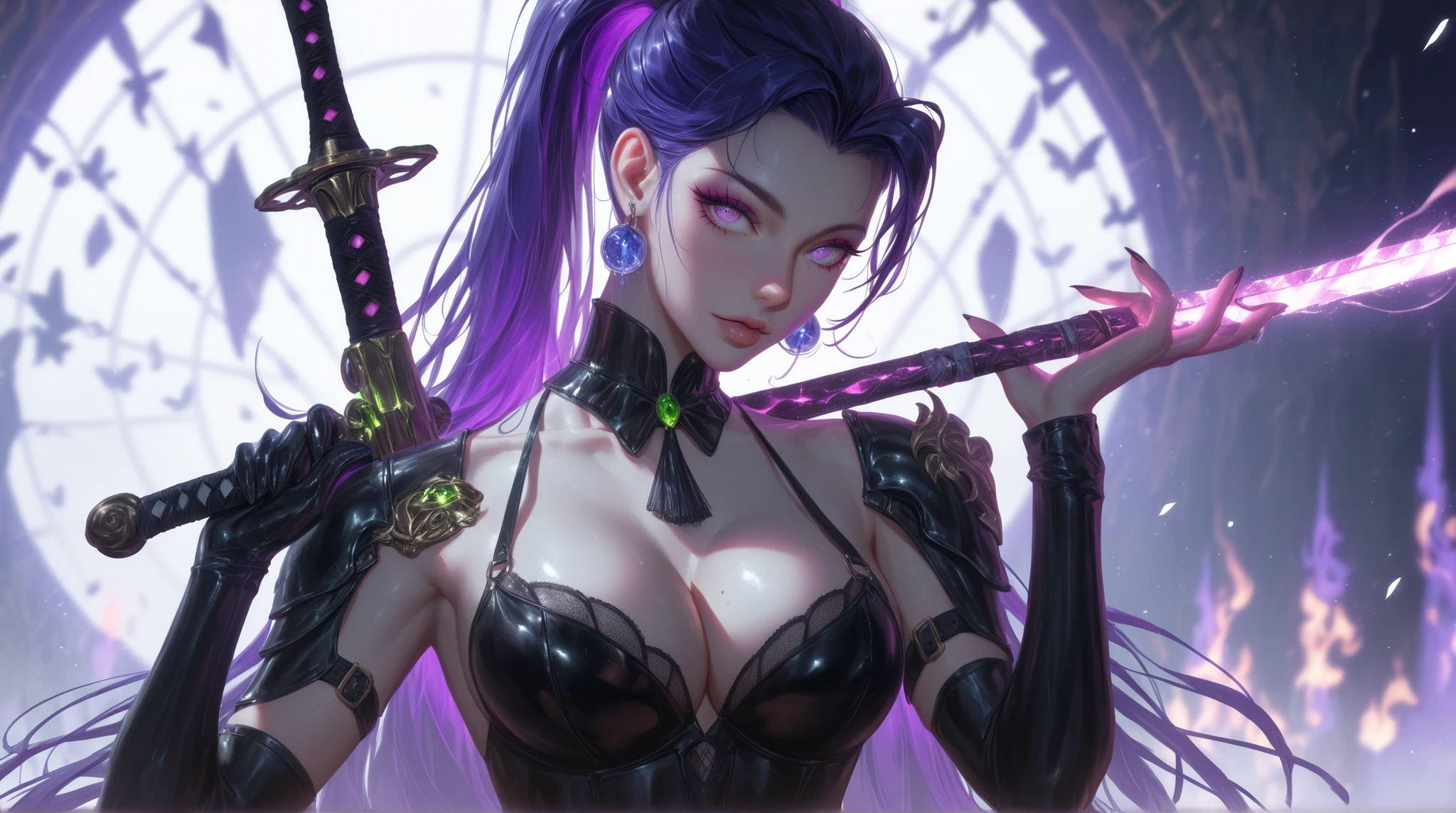 high detailed, 8k, highres, 1girl, jewelry, earrings, makeup, eyelashes, earrings, collarbone, collar, looking at viewer, (large breasts, thick thighs, thigh gap, wide hips, toned body),, ulzzang-6500, ultra realistic 8k cg, unparalleled masterpiece, absurdres, extraordinary, incredible, exquisite, sensational, perfect artwork, perfect female figure, perfect anatomy, unique, sexy, very long hair, blonde, multicolored hair, large breasts, looking at viewer, aesthetic, spectacular, splendid, superb, grand, astounding, stunning, magnificent, elegant, graceful, luxury, jewelry, gem, glint, beautiful, gorgeous, charismatic, charming, alluring, erotic, seductive, gothic, fantasy, divine, clean, rich, prestige, fantastic, supreme, apex, paramount, goddess, lace, lace trim, delicate pattern, shiny skin, gold, royal, queen, supernatural, phenomenal, fabulous, marvelous, stupendous, terrific, ((nsfw, breasts out, , thick thighs, wide hips, toned body)),, high detailed, 8k, highres, (k/da all out kai'sa), league of legends, k/da \(league of legends\), 1girl, black hair, multicolored hair, long hair, very long hair, ponytail, long ponytail, streaked hair, green hair, two-tone hair, purple eyes, lips, jewelry, earrings, makeup, bare shoulders, crop top, black crop top, collarbone, collar, shiny clothes, detached sleeves, crystals, gloves, elbow gloves, single fingerless glove, midriff, looking at viewer, (large breasts, thick thighs, wide hips, toned body, ) RozalinD2, 1girl, gigantic breast Azure lane, gold hair ornament, revealing black bodysuit large breasts, cleavage, perfect composition, perfect Waifu)), sexy, appealing, ((Best quality)), ((masterpiece)), (detailed:1.4), submissive, super thick, small waist, sixpack abs, ripped, fit, slave collar, makeup, lipstick, blush, exotic, Asian and Spanish, mixed girl, HDR (High Dynamic Range), Ray Tracing, NVIDIA RTX, Super-Resolution, Unreal 5, Subsurface, detailed background, mansion, palace, goddess, camel toe, micro bikini