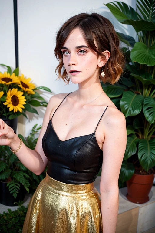 photo of gorgeous (emwats0n:0.99), a beautiful woman, perfect hair, (smiling), (modern photo), (Forest Green strapless dress), 85mm, (analog, cinematic, film grain:1.3), (Futuristic dystopian city viewpoint with biometric security systems:1.2), detailed eyes, seductive pose, (epicPhoto), (looking at viewer:1.1), jewelry, makeup, painted lips, (cinematic shot:1.3), (natural lighting, lit from above), PA7_Portrait-HL_v2