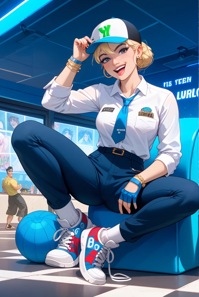 ((Highest quality、、masterpiece:1.3)), Upper Body、Long legs、full body shot,Sharp focus:1.2, Beautiful woman with perfect figure, 19 years old, large breasts, triple D cup breasts, round buttocks, bubbly buttocks, wide hips, bubbly ass、Sexy pose、(eating ice cream cone)