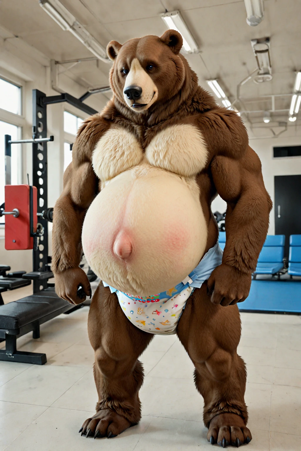 Ben bear, Ben (Zenless Zone Zero),(bedroom eyes, brown fur, big nipples, verg big huge bulge, verg big huge pink_penetrating, cum