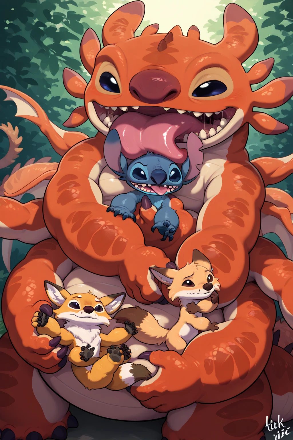 (feral Vaporeon ), (male werewolf) score_9, score_8_up, dream prompt:score_9, beautiful, detailed cute face, blushing, shocked expression, reverse suspended congress, looking surprised, crying, forest, feet in view, foot shot, 3 toes, crying, cum, 3 toes, screaming, foot focus, huge feet, leaking vagina, gaping vagina, aftersex, ((closed eyes)), saliva, hyper feet, impregnation, arms behind back, spreading legs, scrunching toes, penis, after sex, blue vagina