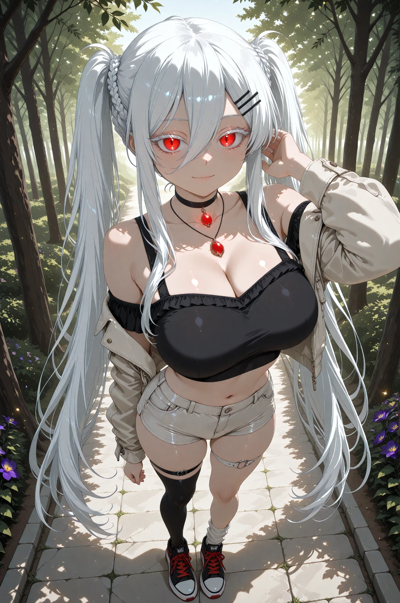 Tattooed dragon girl without underwear In the forest
