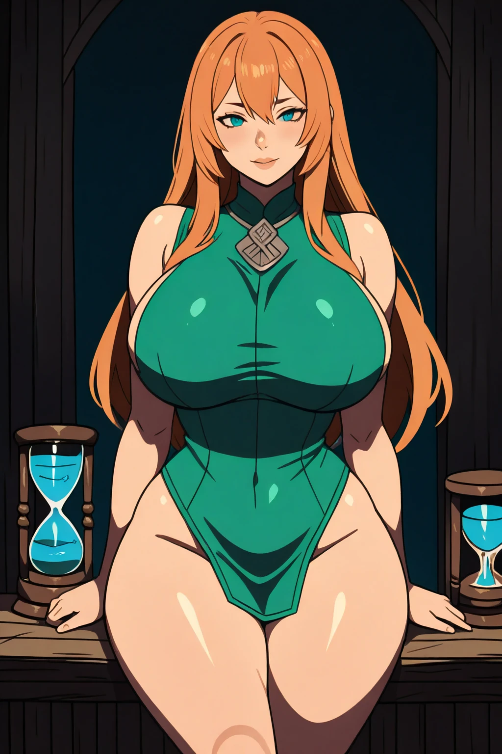 (((gigantic breasts))),(((large areolae))) (((in heat))) ((cameltoe))) (((cameltoe)))(((cum on body / bukkake)))(((gigantic bbreasts, 1girl,(masterpiece:1.5, best quality:1.5, absurdres), ultra-detailed, perfect anatomy, (hand reference anatomy:1), correct anatomy, realistic, detailed face, photorealistic beautiful woman, extremely long red hair, braided, wavy curly hair, curled bangs, sparkling light green eyes, eyelashes, glossy red lipstick, blushing, freckles, small breasts, perky breasts, perfect hips, perfect thighs embroidered green gown with high slit, thighhighs, seductive look, various seductive poses magician girl casting a love spell on the viewer, magic flowing all over, magic twirling in the air, wind-blown magic plasma Circle Magical Circle Mantra, Circle Magical Circle Mantra, Magic Circle