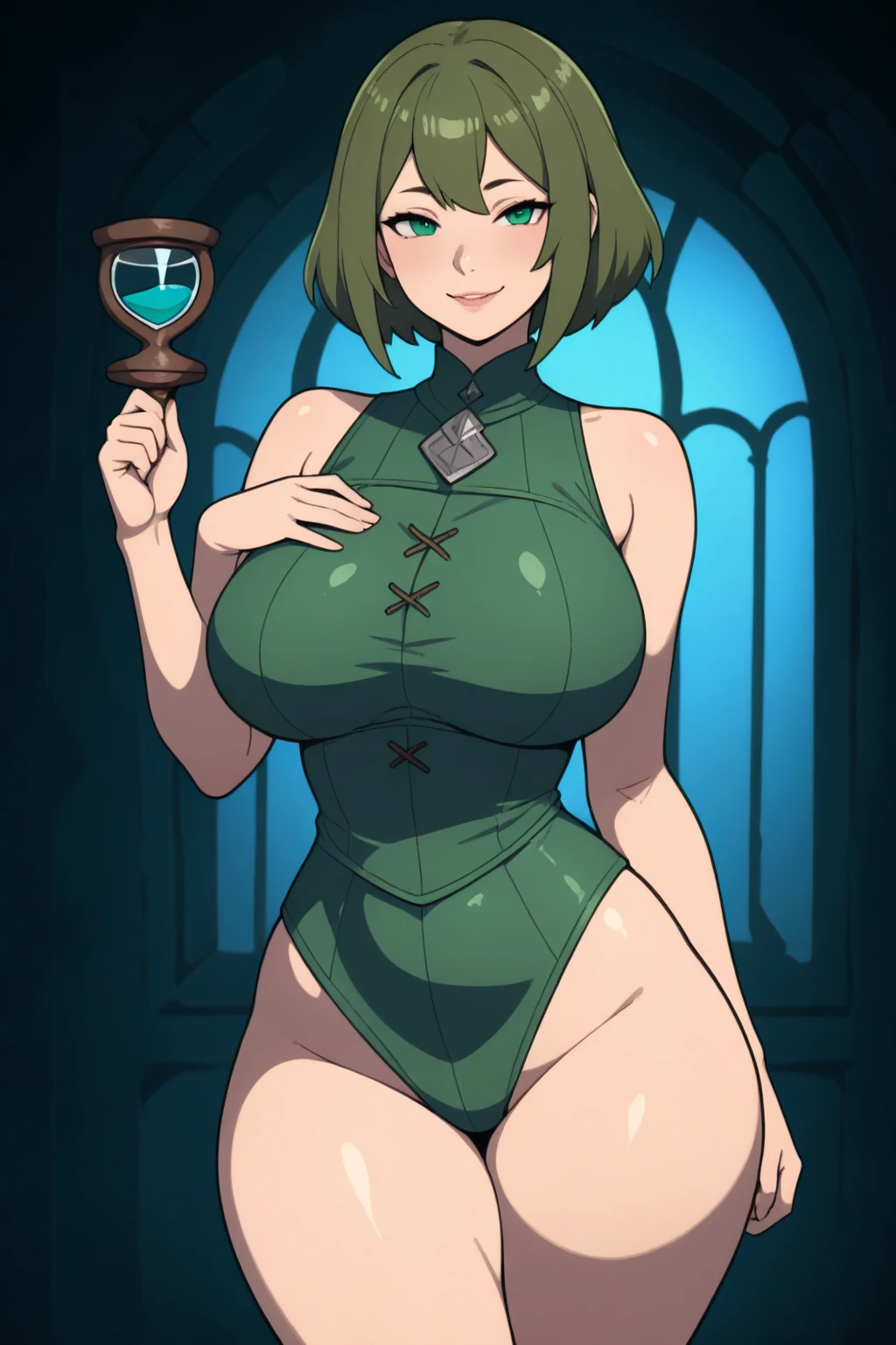 1girl, brown hair, grey eyes, short hair, breasts, (elf:0.91), green dress, full body, (night street:1.21), <lora:DeepVDress:1> deep v dress, from front, <lora:DetailedEyes:0.6> beautiful detailed eyes, (masterpiece, best quality:1.21)