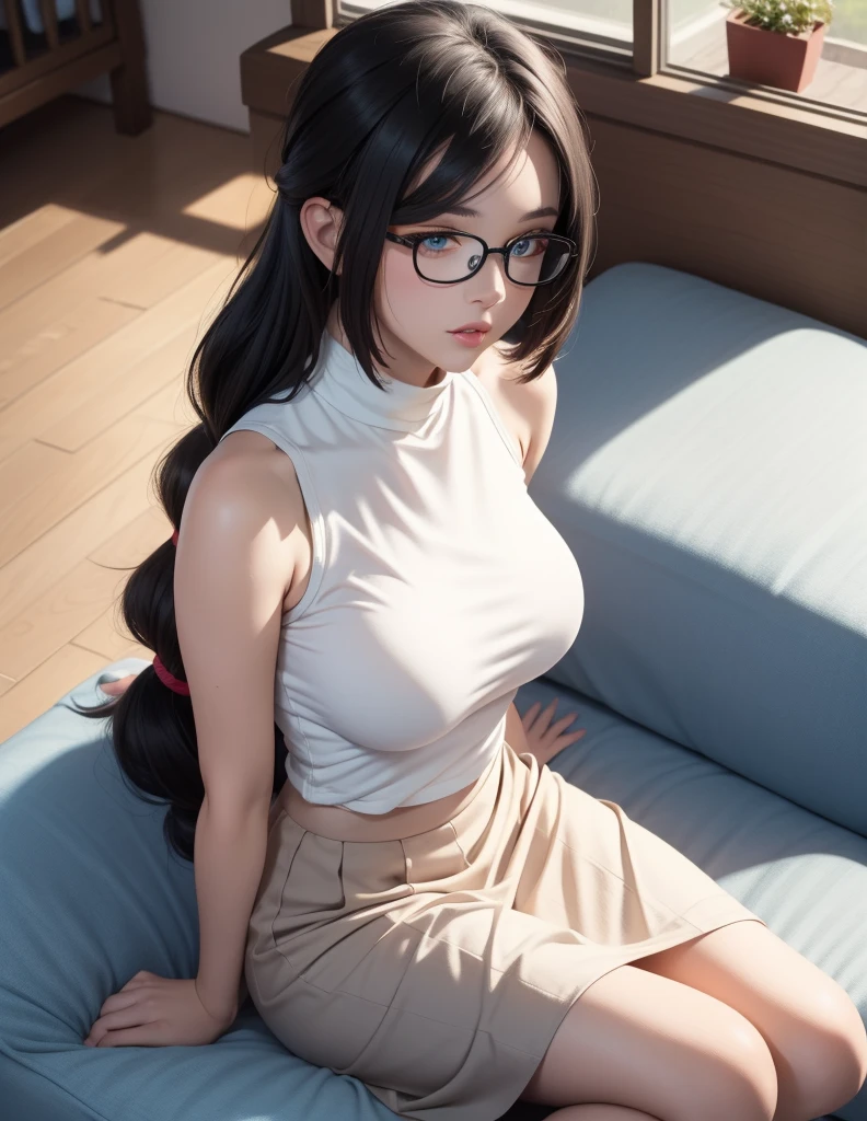 high ponytail, Tall shapes, long legs, (Sleeveless Lace Shirt), (shorts), (striped stockings)), ((striped stockings)), walk, elegant, Also々new, feminine, Curvaceous, cute smile, Strong sense of detail and layering, rich gorgeous colors, It has a unique texture, rich colors, Color harmony, 16k, 超詳new, {{shape}}, {非常に洗練されていて美new}, {Exquisite finish}, Super detailed, Delicately shining eyes, {{cinematic light}}, extreme light effects, roller: bright texture (1.35), high quality, masterpiece, delicate faceの特徴, Delicate hair depiction, delicate eye description, masterpiece, 最high quality, ray tracing, Highly detailed CG Unity 8k wallpaper, masterpiece, 最high quality, (1 girl), perfect female body, (((tight white t-shirt))), 美new目, (delicate face), short black hair, tied hair, Light blue hairpin, black silk border glasses, In the classroom, (Fair skin), (best lighting), (super intricate details), 4K Unity, (超詳new CG), Beautiful legs exposed, stockings, hot pants, shorts,(No panties), (No bra), (erect nipples),Wet,(((torn costume)))