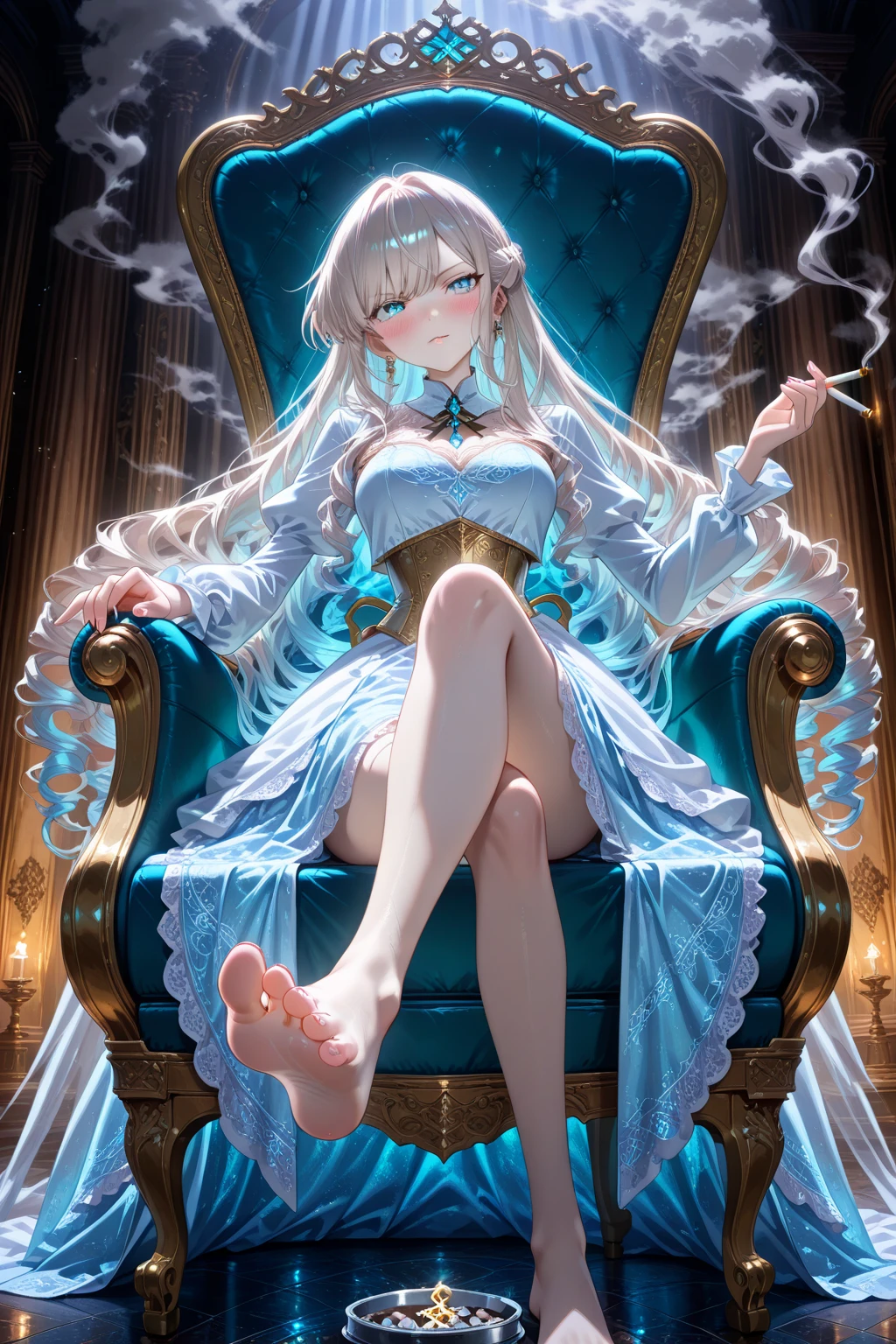 A woman, masterpiece masterpiece, super fine photo,, best quality, super high resolution, photorealistic realism, sunlight, full body portrait, amazing beautiful angel, beauty, masterpiece, super fine photo, anime style, best quality, super high resolution, photorealistic photorealism, full body portrait, amazing beauty, perfect figure, blue eyes, super detail, lying on bed, legs spread, beautiful face of details, silver white hair, light blue eyes