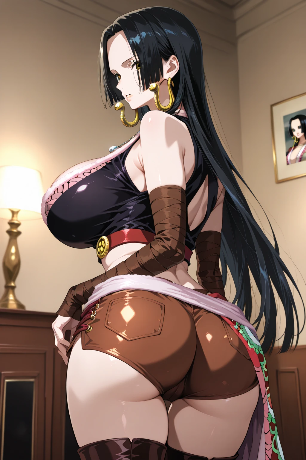 1girl ai_generated ass breasts choker female gigantic_breasts hajimete_no_hitozuma hips huge_ass huge_breasts long_hair looking_at_viewer mature mature_female milf mother thick_thighs thighs tomoko_(hajimete_no_hitozuma) wide_hips