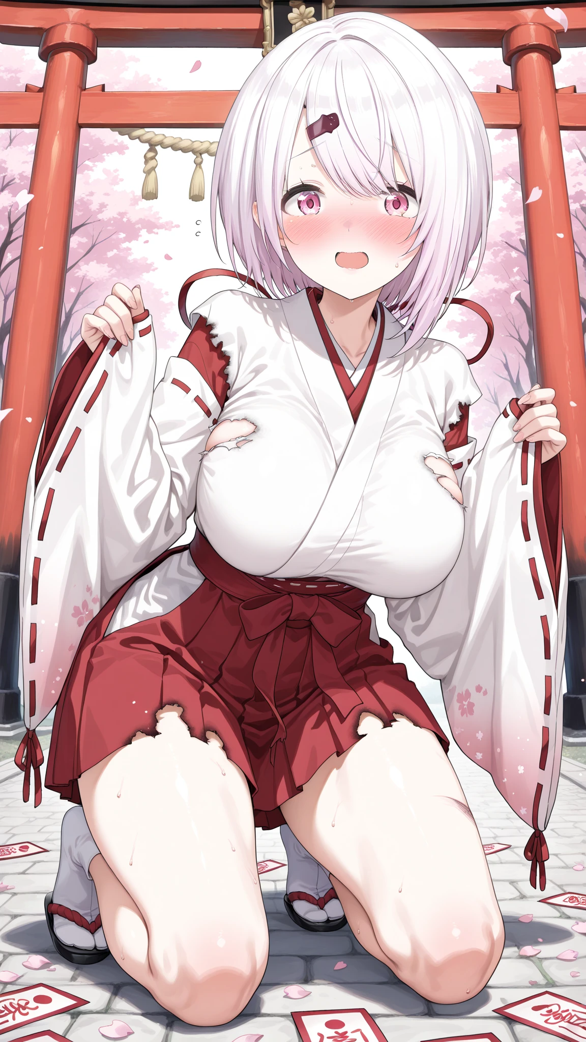 (nsfw:1.5),Please take, perverted grin, ( juice stains:1.2), , 1 huge breasts, random hair color、vagina、SEX in、open your mouth and stick out your tongue、ponytail、fuck from behind