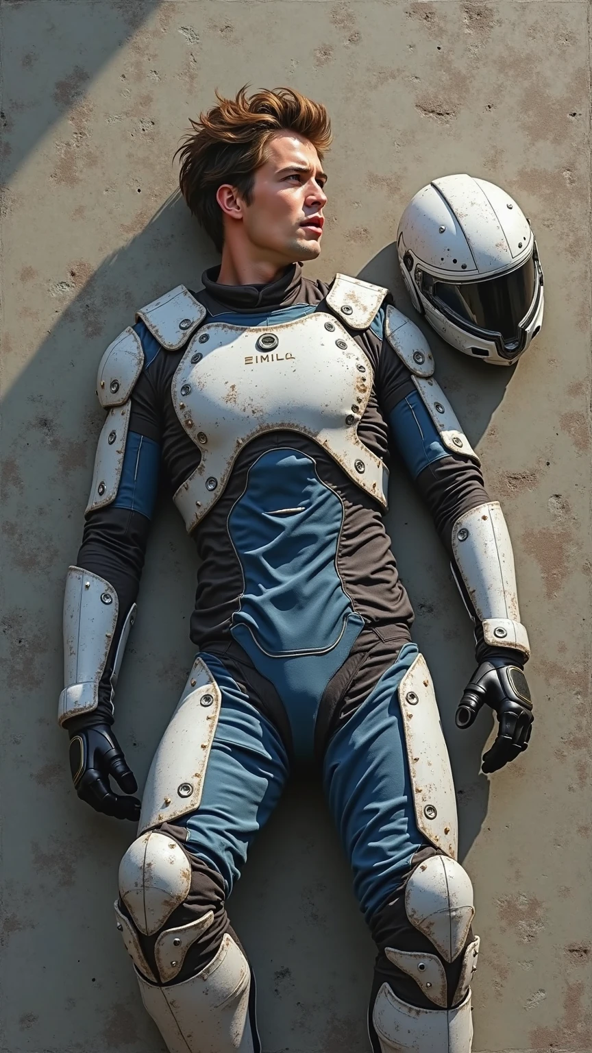Realistic, ((Masterpiece)), ((Best quality)), (Detailed), Cinematic, Dynamic lighting, soft shade, Detailed background, Professional photography, Depth of field, Intricate, Detailed face, Subsurface scattering, photo-realistic hair, Realistic eyes, Muscular, Manly, buzz cut,Handsome photo (Latino men), Mecha 4RMOR, Wear mechanical Hanfu, Glowing, Dynamic pose, Desert background,stubbles, Pants,