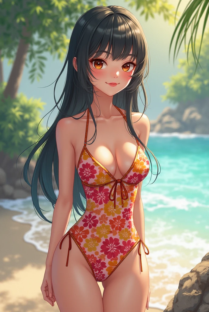 A anime girl swim sut big boobs