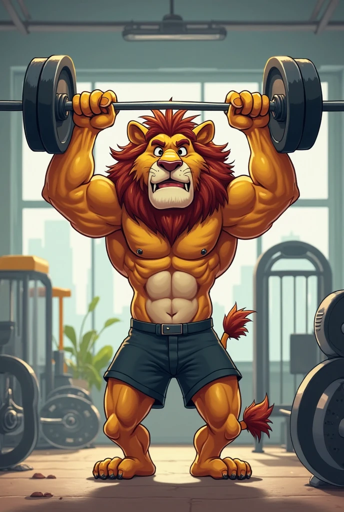 masterpiece, best quality, 8k resolution, Very detailed, hairy，(((lion))，(((Mature)))，(((Strong)))，portrait，(((Gym)))，For the audience，(((Dumbbell in hand)))，Highest quality scene，Solitary，solitary，(((whole body)))，(((Sweating)))，(((Half-squatted)))，((()))，((()))，((Fat-enclosed muscle))，(((Shameful)))，((Blushing))，(((Round face)))，(((alone)))，((VR glasses))，(((Strong body)))，(((Hip bulge))),(((Tongue out)))