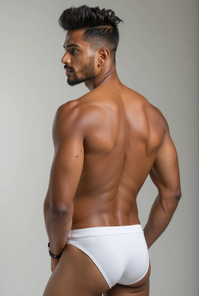 Tahitian men model with short hair in rugby bodies, naked, show full frontal, penis, body pose, clean and minimal style