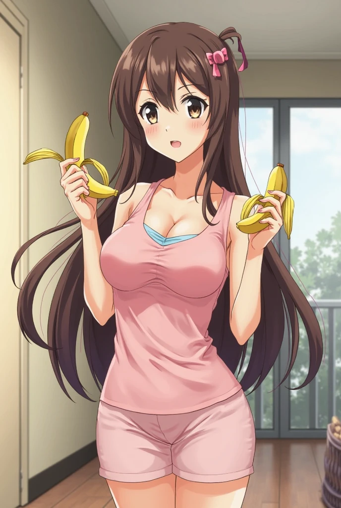 Hot anime girl holding a banana