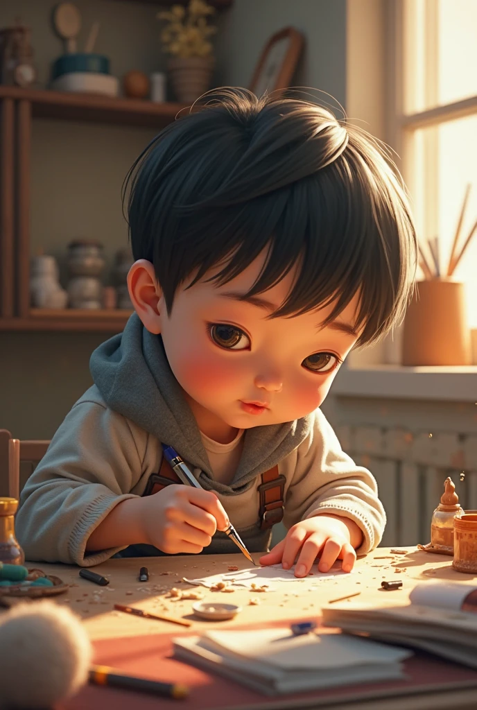 boy cuts paper