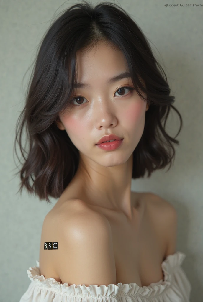 short black haired asian girl close up face slightly big lips