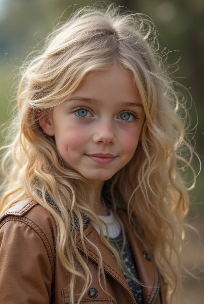 Cavalgar na tempestade, GIRL CHILD 8 YEARS OLD BLONDE HAIR, LONGOS ,CLOSE UP, ESTILO RUSSA DE fones de ouvido, CASACO DE PELE PRETA.
