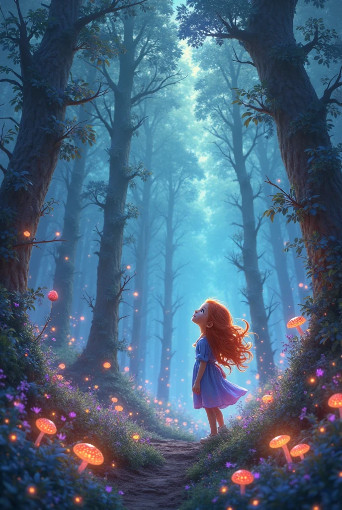 beautiful girl in glowing golden ballgown, long flowing red pink hair, fantasia magical forest background, watercolor illustration, disney art style, glowing aura around her, glowing lights, beautiful digital illustration, fantasia otherworldly landscape plants flowers, beautiful, masterpiece, best quality, anime disney style