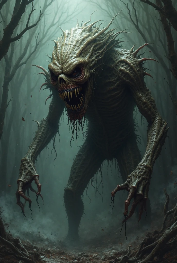 Generates a terrifying monster with long limbs and a giant mouth