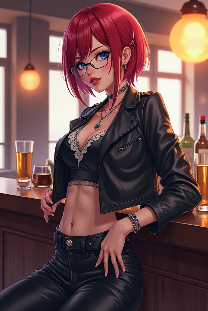 1girl, milf, straight red hair, [(baggy green sweatshirt,  baggy green tunic):nipples:18], wearing glasses, from the side, detailed hair, high quality, masterpiece, 4K, muted colors, detailed skin, skin texture, beautiful, soft lighting, soft shadows, dark,  night,   restaurant,  sitting at bar, black thigh highs, (((torn tights))). detailed background, detail clothing, erotic, (crossed legs), overflowing mug of beer, exhausted expression,  jewelry, detailed eyes, looking at viewer, <hypernet:sxzBloom_sxzBloom:0.5>,  <lora:add_detail:1.3>