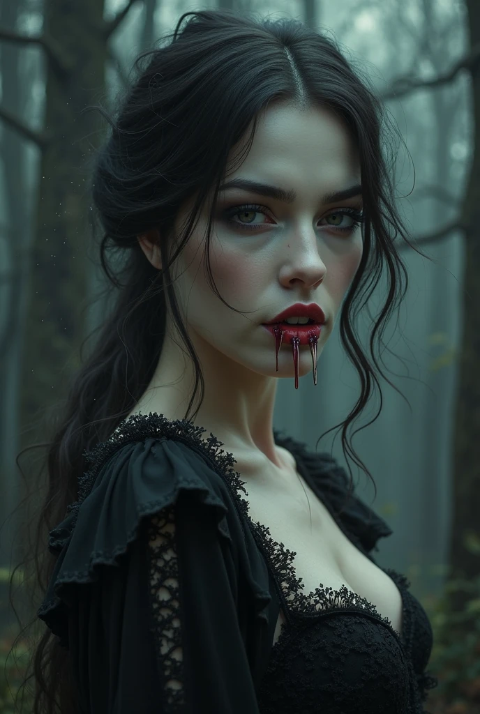 HYPER REALISTIC. A HOT FEMALE VAMPIRE AFTER HAVING HER FIRST MEAL.