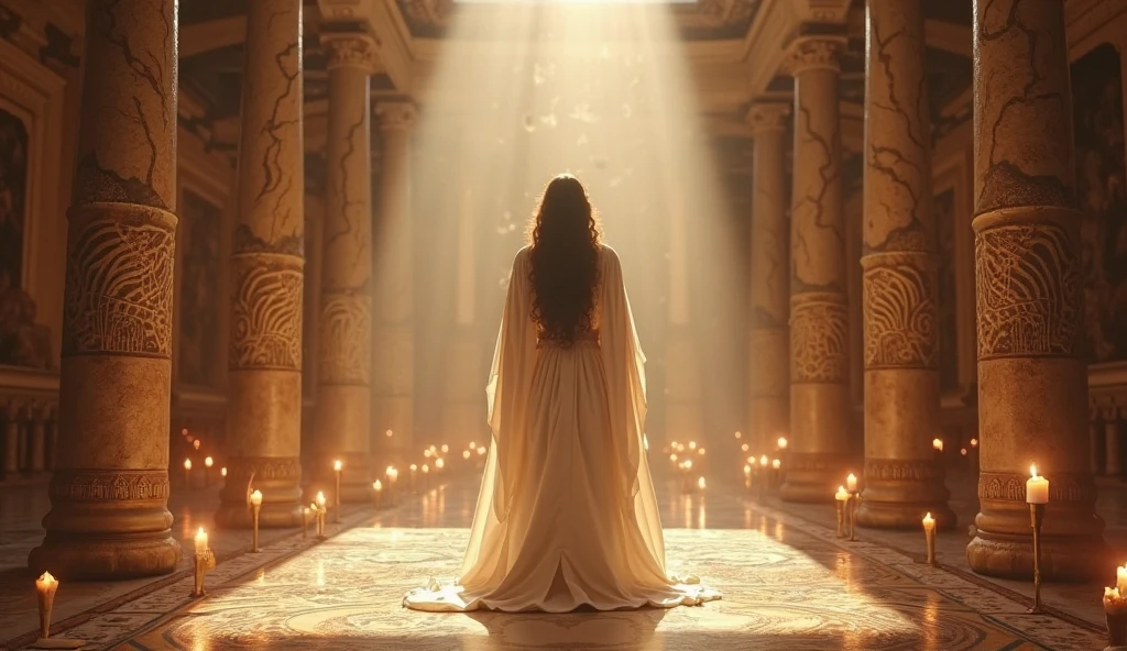 masterpiece, Hypatia, Notable Neoplatonist philosophers, Astronomer, Mathematician, Standing in the Great Library of Alexandria, Around 395 AD. This 25-year-old Greek woman, Slender slim body, Small breasts, Small waist, Amazingly beautifully drawn, born徒たちと熱心に交流する. Her attitude when lecturing on complex philosophical concepts、reflects her deep intelligence。. The enormous scroll shelves and architectural grandeur of the Library of Alexandria form the background。, Highlighting her academic environment, 16K, Ultra-high resolution.Realistic, Ultra-high resolution, born, Natural light, Wide-angle