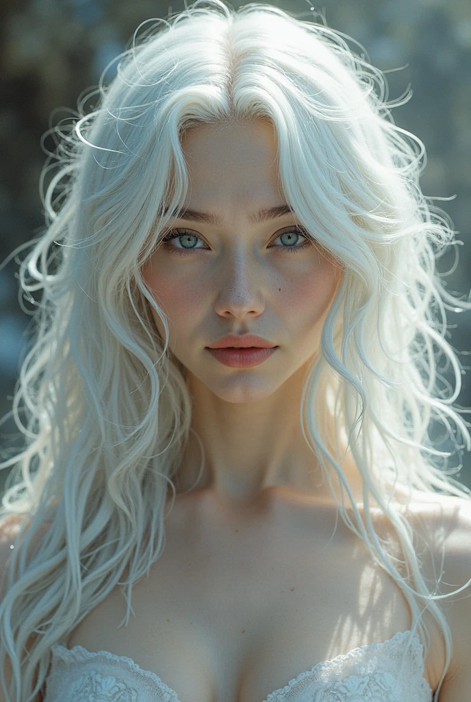 White Hair Blue Eyes Naked Long Hair Straight