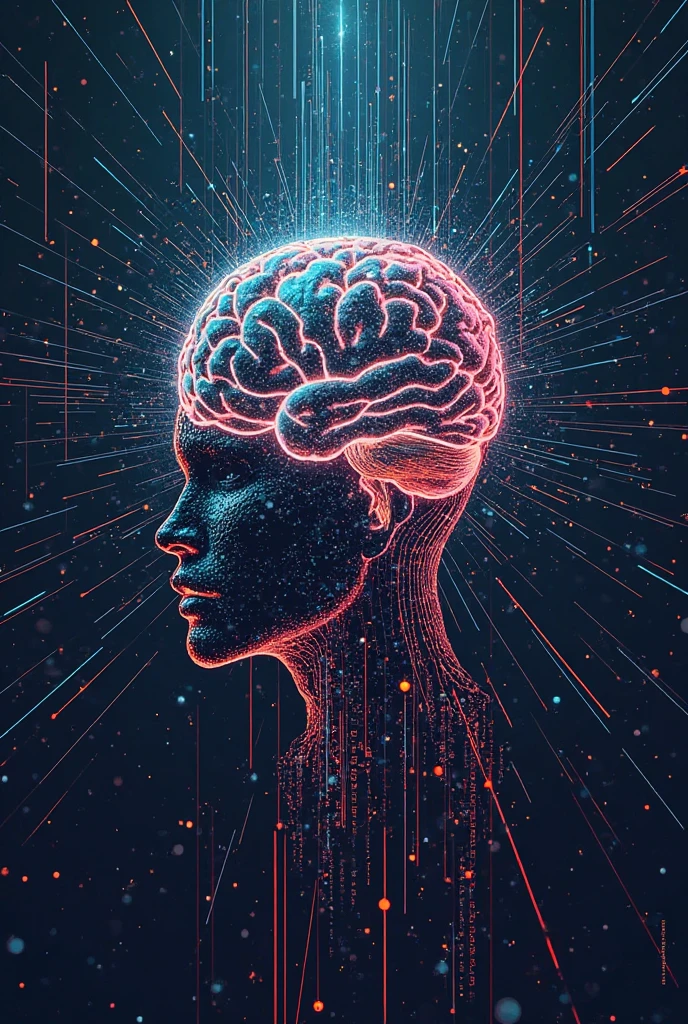 Human head ,mind being opened , by futuristic key , key to knowledge , curiosity key , with vibrant colors , bright coloured , com tons de vermelho , brain explosion , unlimited key , information brain , psyshedelic