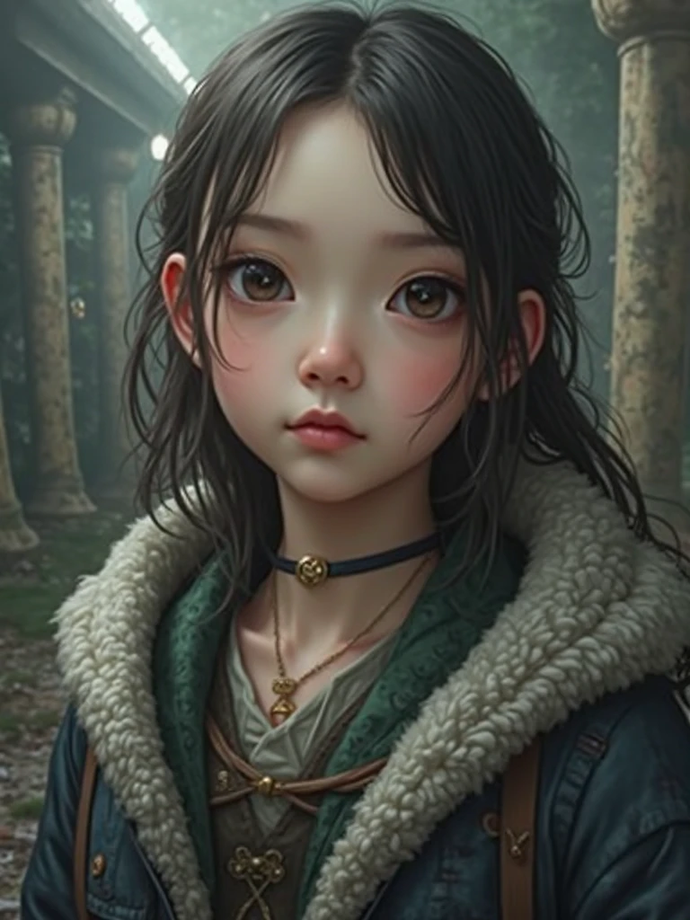 Full moon baby girl,Generate a quadratic avatar,in style of hayao miyazaki,realisticlying,Identify portraits,add background
