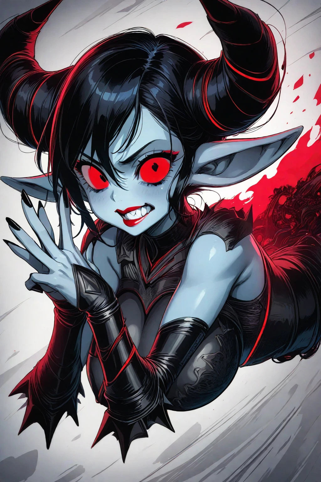 masterpiece, best quality, 1girl, elise, spidergirl, big breasts, black lips, makeup, smile, evil, cavern background, masterpiece,  best quality
